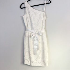 Simply Liliana white lace one shoulder dress sz 8